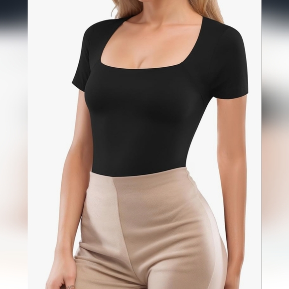 MANGOPOP  Short Sleeve Bodysuit Square Neck - Picture 2 of 3